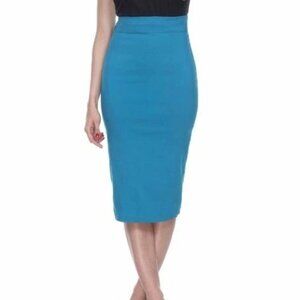 NWT BETTIE PAGE Pinup Teal Blue Pencil Skirt S 8  XS
